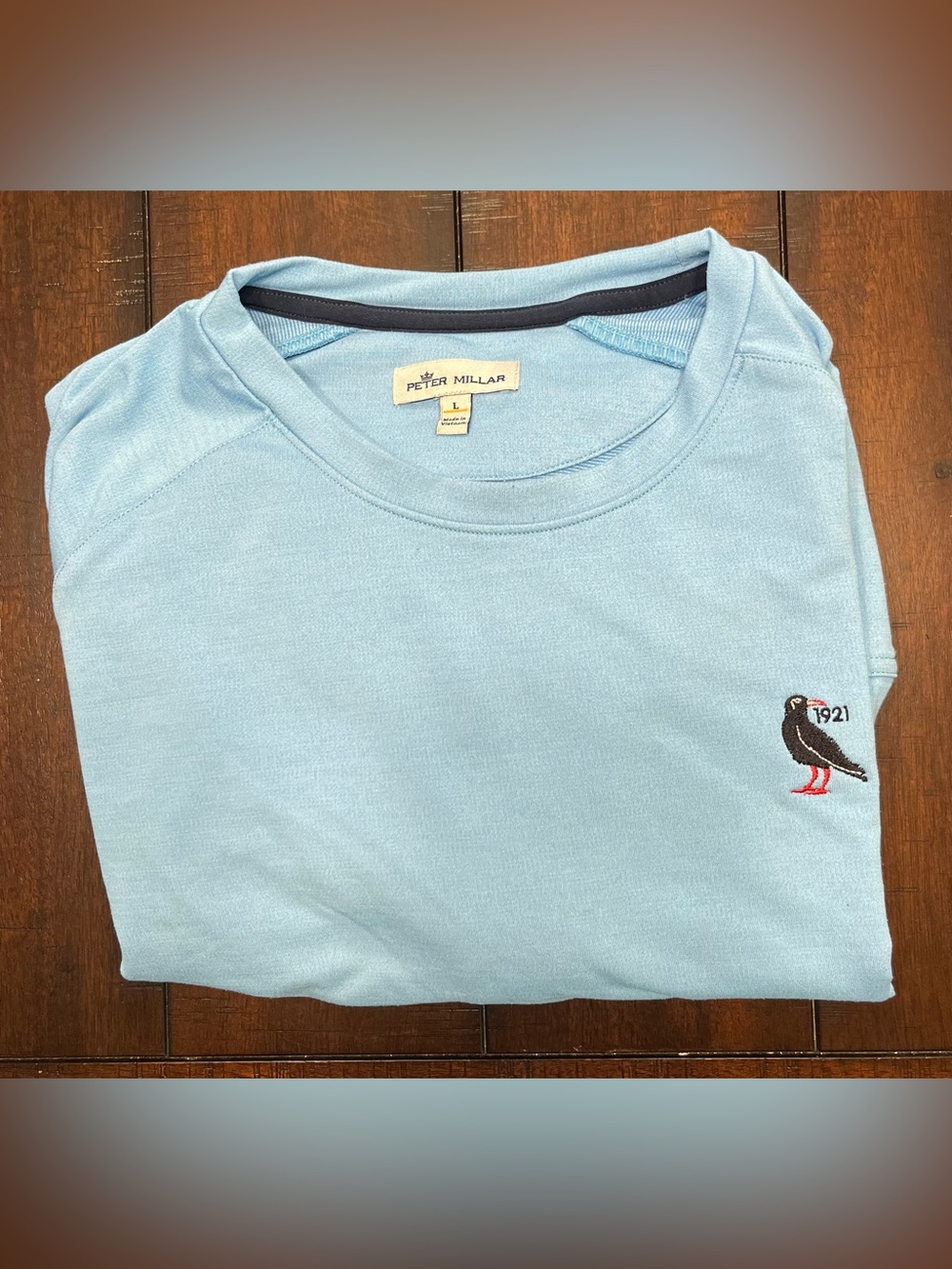 Peter Millar Light Blue Crewneck Pullover Canterbury Golf Club